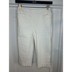 Chicos Brigitte So Slimming Crop Pants Tan White Ikat Dot Size 0.5 
US 6